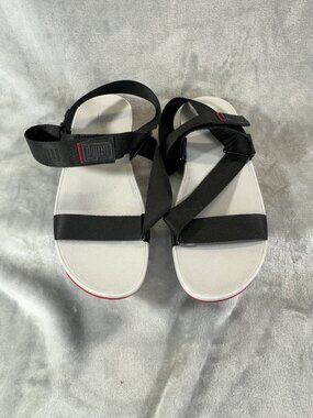 Fitflop womens size 10 sandels  Black Gray Wedge strap slip resistant Rubber
